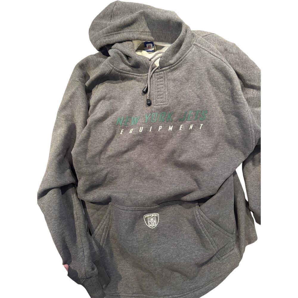 Vintage New York Jets Reebok NFL Equipment Large Hoodie Adjustable Hem